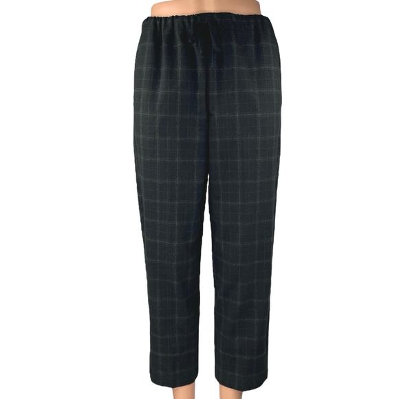 Aritzia The Group Babaton Black Plaid Tartan Straight Cropped Trousers Pants XS - Picture 1 of 5
